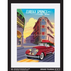 downtown eureka springs carroll county arkansas united states usa vintage roadside america travel poster american classic car