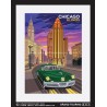 chicago Illinois united states usa vintage roadside america travel poster tucker 48 classic car