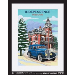 independence missouri united states usa vintage roadside america travel poster classic car