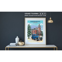 1934 peugeot 601 vintage car art roadside america independence missouri travel poster for sale garage decor