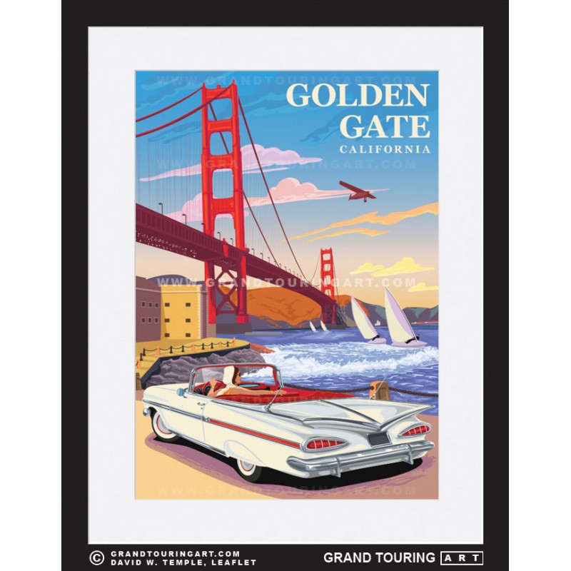 Roadside America Travel Poster of Golden Gate Bridge, San Francisco