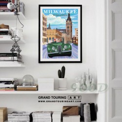 united states america usa wisconsin state milwaukee wi milwaukee city hall jaguar poster