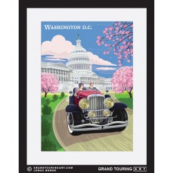 capitol hill district of columbia washington dc united states usa vintage roadside america travel poster classic car