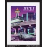 seattle washington united states usa vintage roadside america travel poster classic car