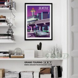 united states america usa washington state seattle wa space needle general motors firebird iii poster