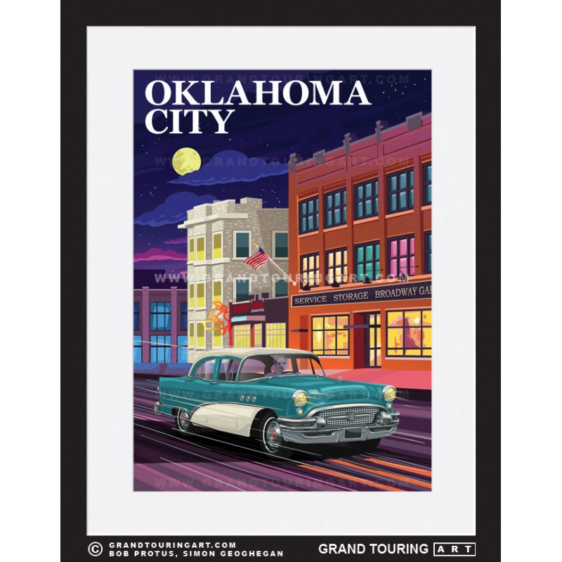 oklahoma city oklahoma city oklahoma united states usa vintage roadside america travel poster classic car