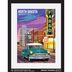 fargo theater fargo broadway fargo north dakota united states usa vintage roadside america travel poster classic car