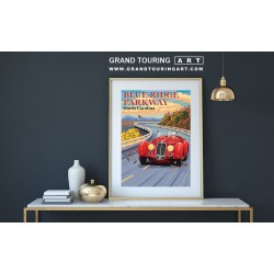 1938 alfa romeo 8c 2900b vintage car art roadside america blue ridge parkway north carolina travel poster for sale garage decor