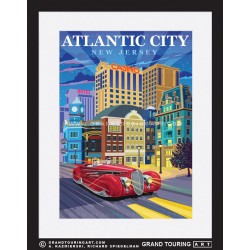 atlantic city boardwalk atlantic city new jersey united states usa vintage roadside america travel poster classic car