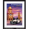 kansas city missouri united states usa vintage roadside america travel poster classic car