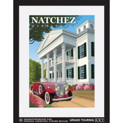 stanton hall natchez mississippi united states usa vintage roadside america travel poster classic car