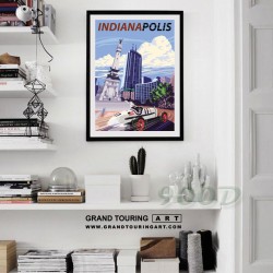 united states america usa indiana state indianapolis in downtown soldiers and sailors monument duesenberg poster