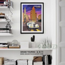 united states america usa illinois state chicago il the magnificent mile cadillac v16 poster