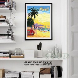 united states america usa hawaii state honolulu hi waikiki beach resort porsche poster