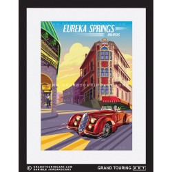 eureka springs historic district carroll county arkansas united states usa vintage roadside america travel poster classic car