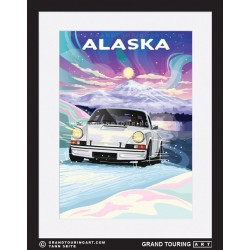 tanana valley state forest and mt mckinley alaska united states usa vintage roadside america travel poster classic car