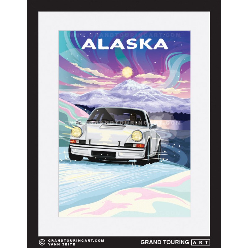 tanana valley state forest and mt mckinley alaska united states usa vintage roadside america travel poster classic car