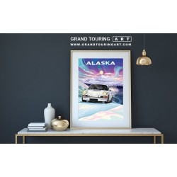 1973 porsche 911 carrera rs vintage car art roadside america tanana vallery alaska travel poster for sale garage decor