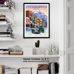 united states america usa montana state livingston mt historic downtown livingston packard poster