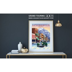 1934 packard standard eight vintage car art roadside america livingston montana travel poster for sale garage decor