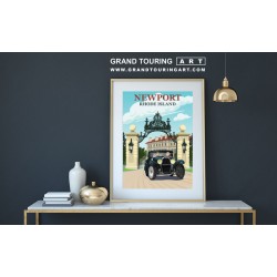 1931 bugatti type 41 royale vintage car art roadside america newport rhode island travel poster for sale garage decor