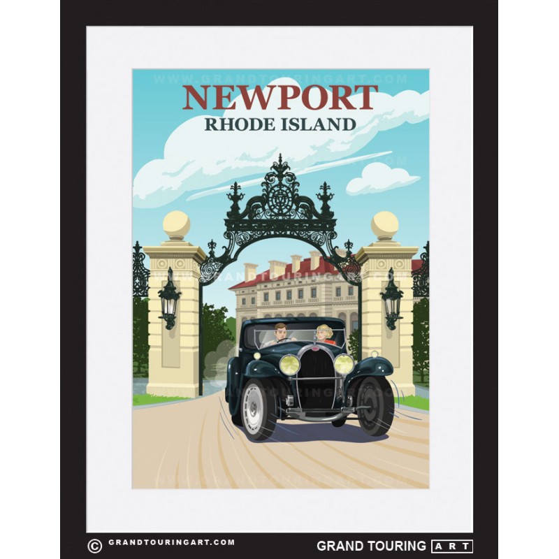 the breakers newport rhode island united states usa vintage roadside america travel poster classic car