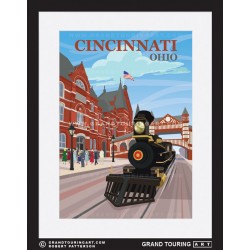 1888 centennial exposition cincinnati ohio united states usa vintage roadside america travel poster 4-4-0 steam locomotive