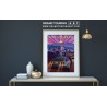 Hollywood Bowl Overlook, Los Angeles Skyline from Mulholland Drive with DeLorean Poster