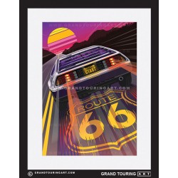 route 66 highway united states usa vintage roadside america travel poster classic car