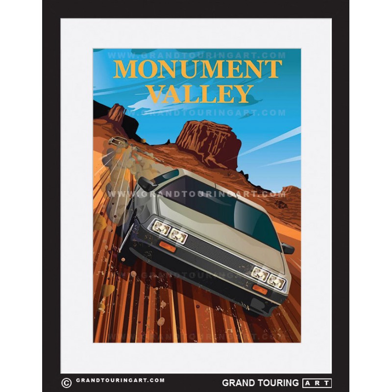 merrick butte monument valley arizona united states usa vintage roadside america travel poster classic car
