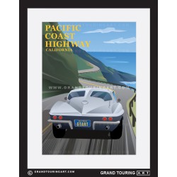 pacific coast highway 1 pch california united states of america usa vintage roadside travel posters classic car