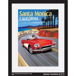 california incline santa monica california united states of america usa vintage roadside travel posters classic car