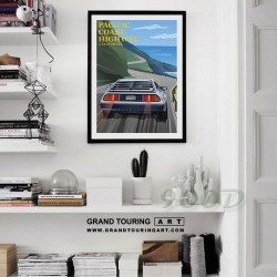 united states america usa california state ca pacific coast highway 1 pch delorean poster