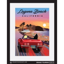 laguna beach pch crystal cove state park california united states of america usa vintage roadside travel posters classic car