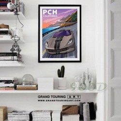 united states america usa california state ca pacific coast highway 1 pch c7 chevrolet corvette poster