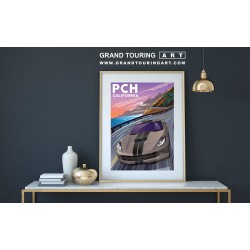 2014 chevrolet corvette c7 vintage car art roadside america pch california travel poster for sale garage decor