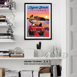 united states america usa california state ca laguna beach pacific coast highway 1 pch chevrolet corvette poster