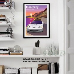 united states america usa california state ca pacific coast highway 1 pch state route 1 chevrolet corvette poster