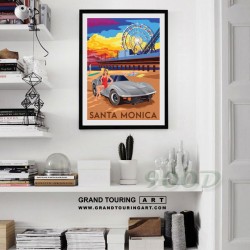 united states america usa california state ca santa monica pier beach c3 chevrolet corvette poster