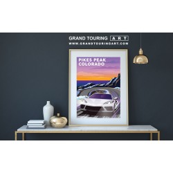 2020 chevrolet corvette c8 vintage car art roadside america pikes peak colorado travel poster for sale garage decor